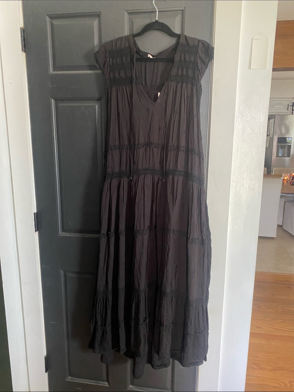 Free People Black Boho Tiered Maxi Dress